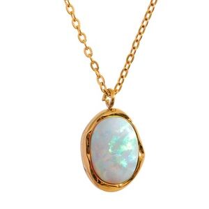Sara Sotti Stylish Processed Opal Stone Minimalistic 18K Gold Plated Necklace